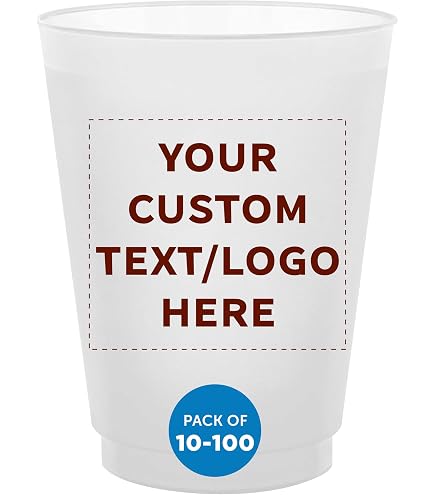 Amazon.com: Custom 10 oz Frosted Stadium Cups with Single-Color Imprint for  Parties, Events, and Promotions (Qty 50) : Home & Kitchen