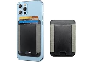 ZOYINSGU Magnetic Wallet Card Holder for Apple iPhone with Magsafe, Wallet for iPhone 14 / 13 / 12 Series, Leather Mag Safe Wallet for iPhone 14 13 12 Pro Max Plus Mini, Stretchy Fabric Fit 8 Cards, Midnight