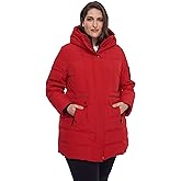 ALPINE NORTH Kootney Women’s Vegan Down Mid-Length Parka – Insulated, Water-Repellent Winter Coat with Hood, Crimson, 4X-Large