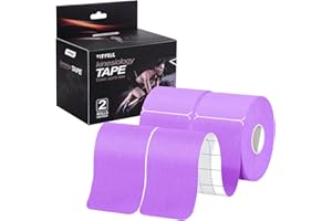 VityElk Kinesiology Tape (2 Rolls)，20 Count/Roll Elastic Premium Precut Strips Athletic Tape， Hypoallergenic Cotton Waterproof K Tape for Muscle Pain Relief and Joint Support(Purple)
