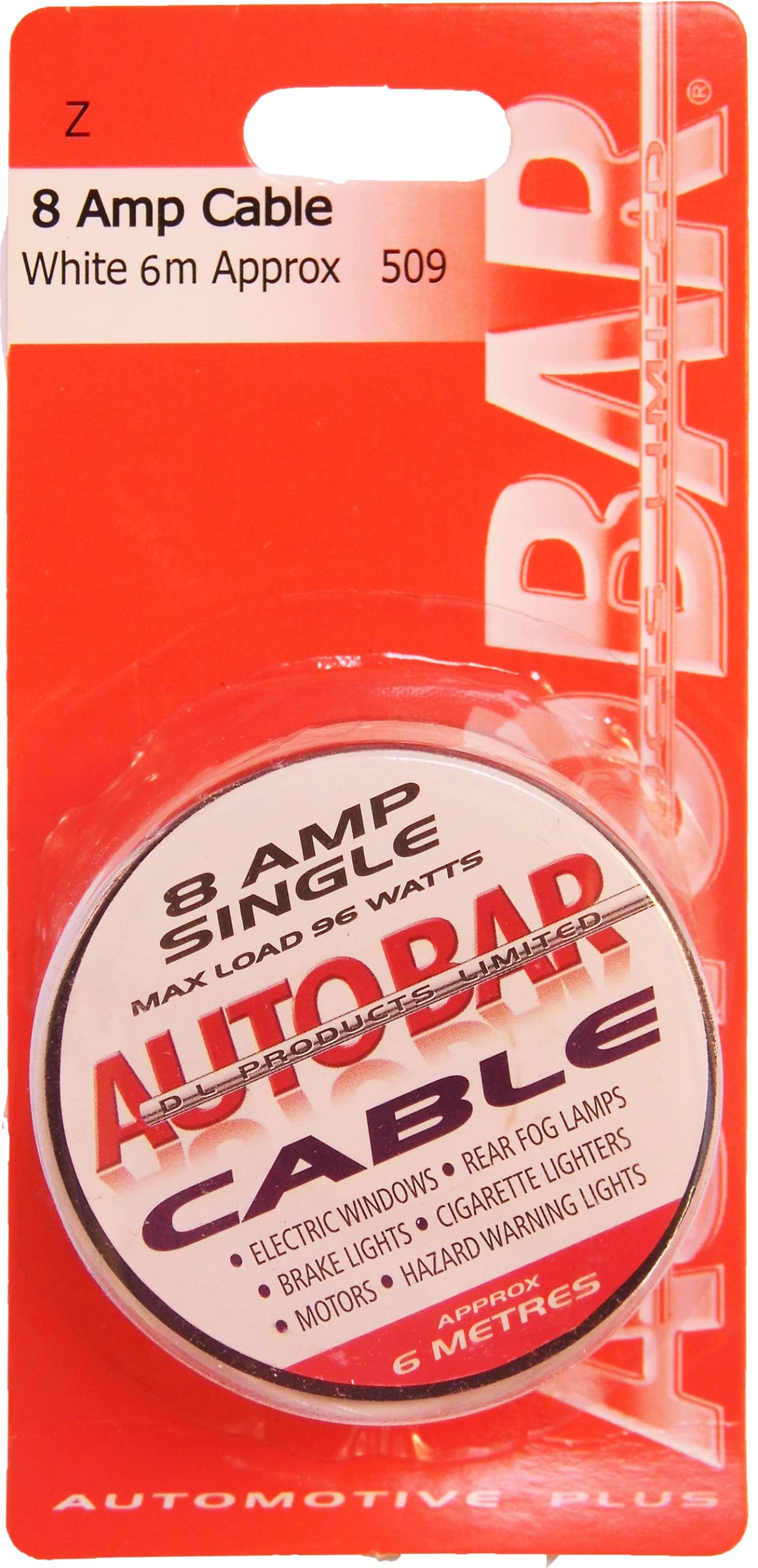 Autobar 509 Multi Purpose Electrical Cable 8 Amp 6m White Electrical Wire
