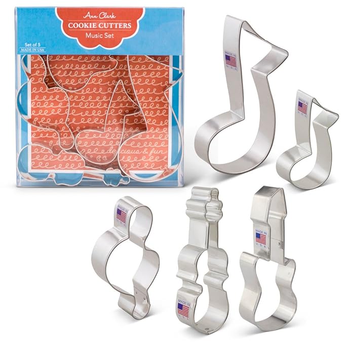 Music Cookie Cutters 5 Piece Boxed Set 3" & 5" Music Note, G Clef