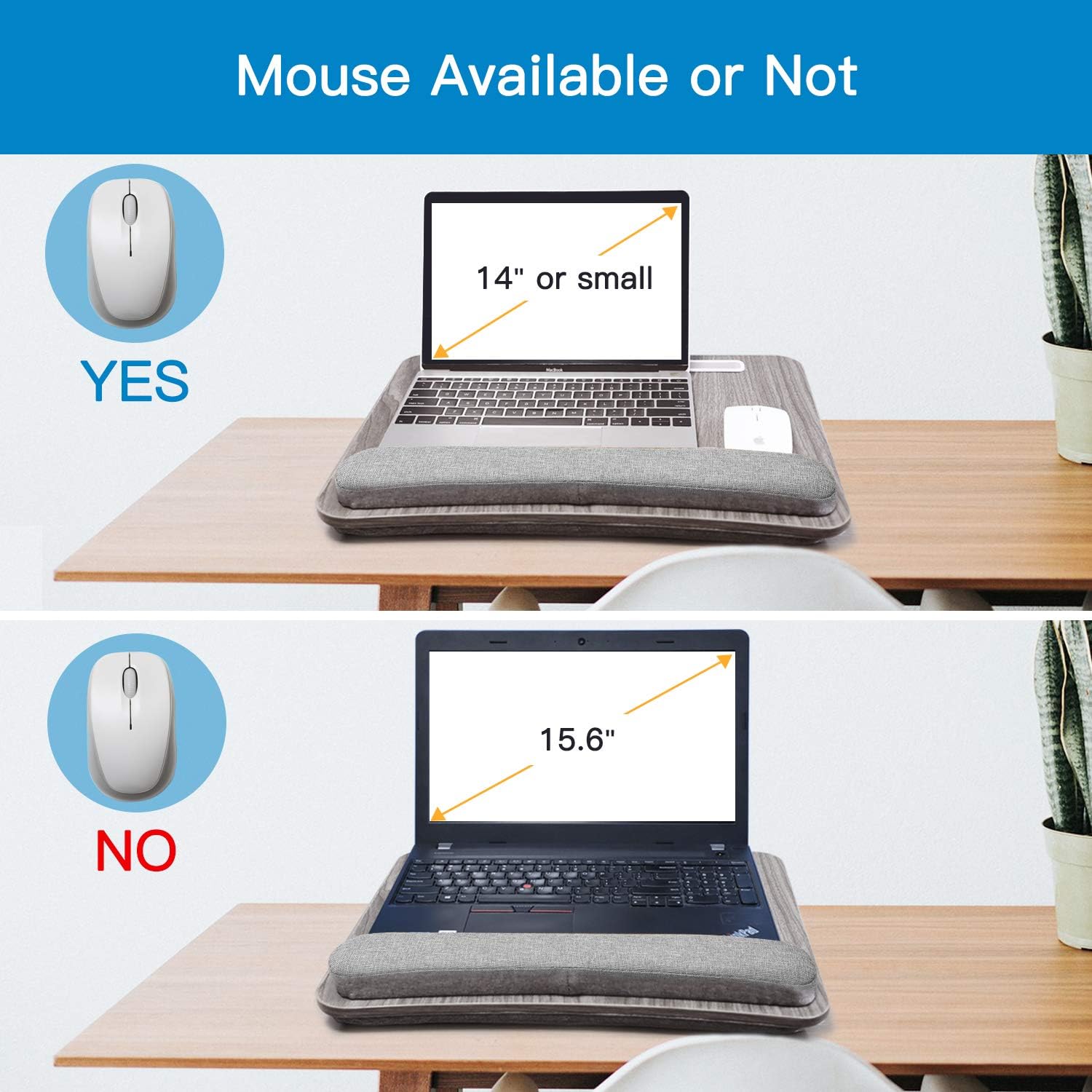 HUANUO Lap Laptop Desk - Portable Lap Desk with Pillow Cushion, Fits up to 15.6 inch Laptop, with Anti-Slip Strip & Storage Function for Home Office Students Use as Computer Laptop Stand, Book Tablet: Kitchen & Dining