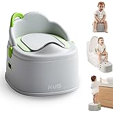 KÜB 3-in-1 Potty Training Toilet (Chair, Seat, Step Stool) - 9 CM Splash Guard, One-Click Assembly, Easy to Clean - Versatile Toddler Potty Trainer for Boy Girl - Grey