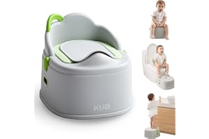 KUB KÜB 3-in-1 Potty Training Toilet (Chair, Seat, Step Stool) - 9 CM Splash Guard, One-Click Assembly, Easy to Clean - Versatile Toddler Potty Trainer for Boy Girl - Grey