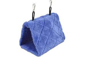 Cdycam Pet Bird Nest Hammock Hanging Cave Cage Plush Snuggle Happy Hut Tent Bed (Small, Deep Blue)