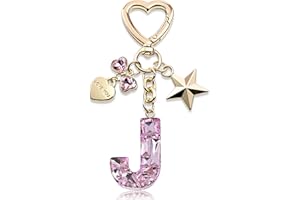 THE FRIGG Cute Bling Keychain initial Letter Butterfly Star Pink Purple Gift for Women Girls Bag Cup Charms Accessories