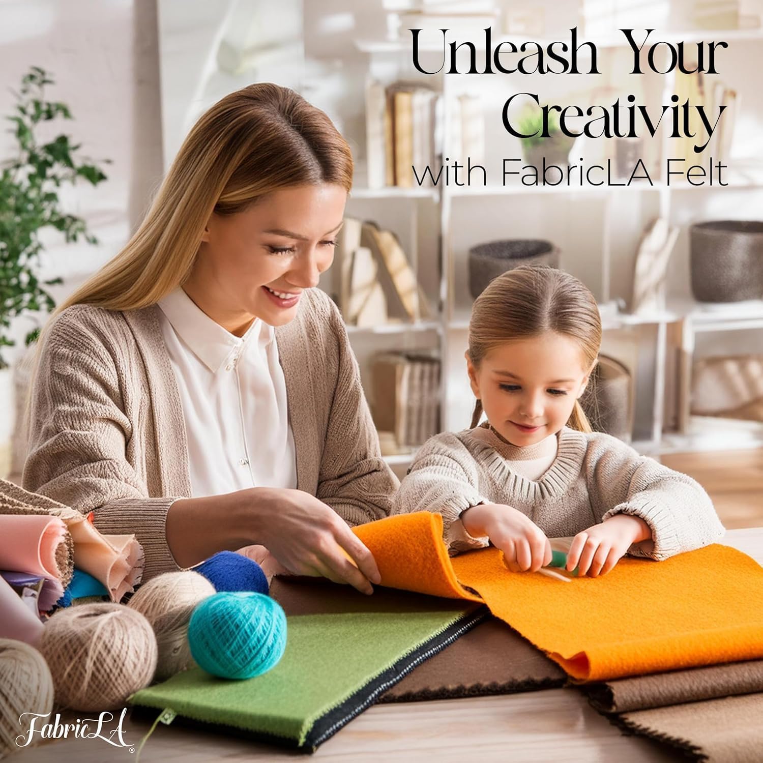 FabricLA Acrylic Felt Fabric | Soft, Non-Stiff Material | 72” Wide, 1.6mm Thick | Felt by The Yard for Crafts, Sewing, Padding & DIY Projects | Half Yard (White)