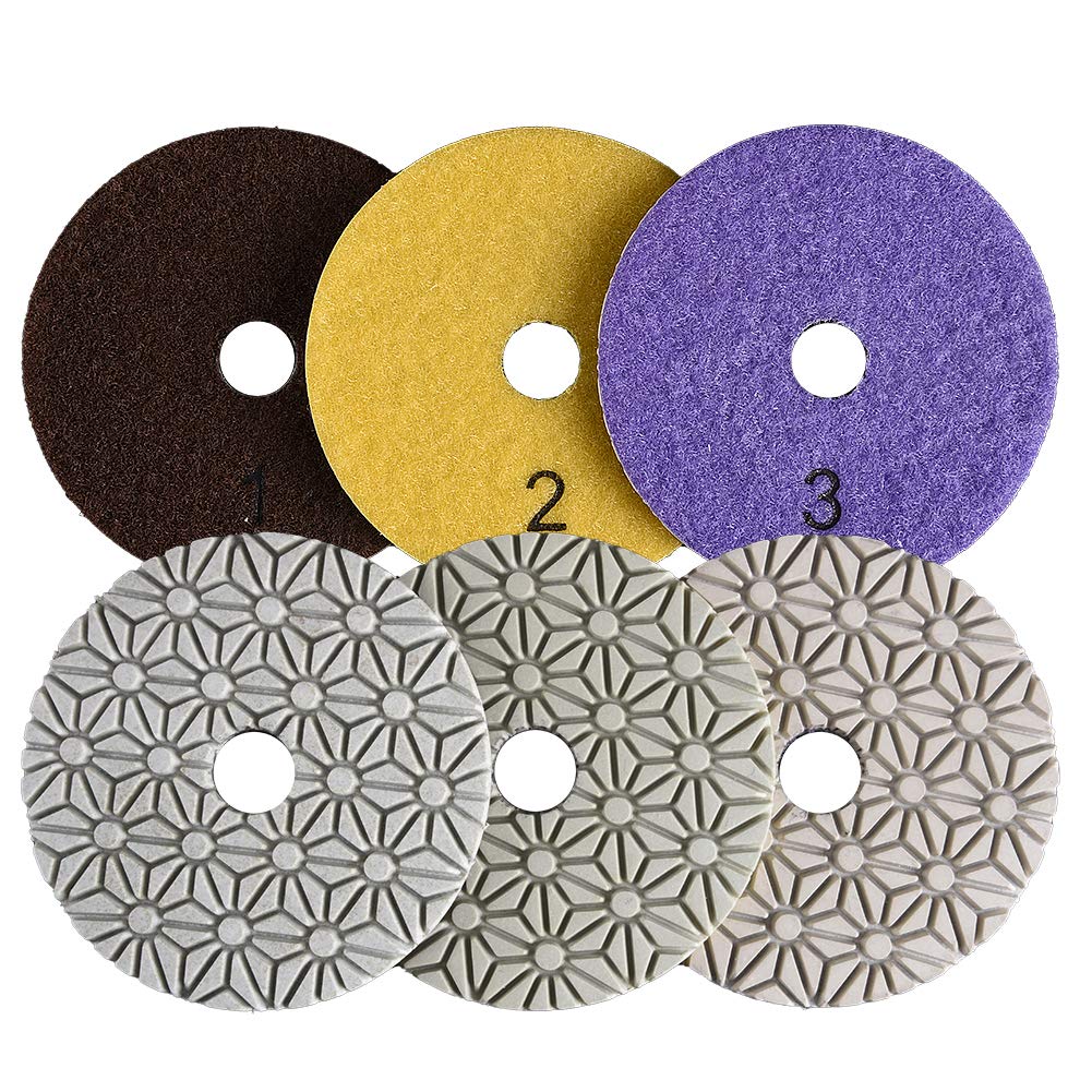 GoYonder Premium Grade Wet 4" Diamond Polishing Pads Set For Stone Polish Set of 3pcs (DC-FW3PP02)