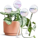 [Tomorotec] 4 PCS Light Iridescent Rainbow Glass Self-Watering System Spikes