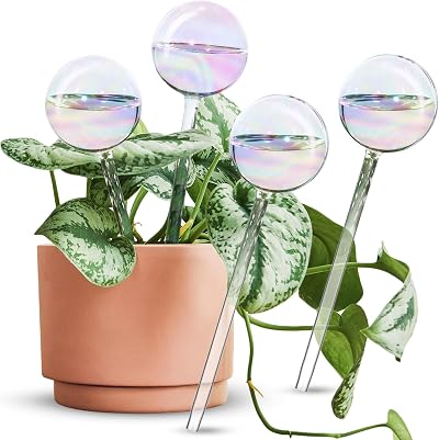 [Tomorotec] 4 PCS Light Iridescent Rainbow Glass Self-Watering System Spikes