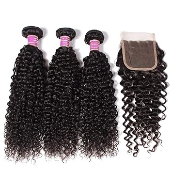 Amazon Com Peruvian Hair Bundles With Closure Curly Weave Human