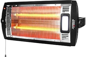 LONDON SUNSHINE Wall-Mounted Electric Infrared Indoor Heater for Garage Backyard Wall Patio Heater Waterproof,Black(1500-Watt)