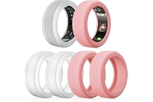 POLYJOY 6 Pack Ring Protector Compatible with Oura Ring Gen 3/Samsung Galaxy Ring/ULTRAHUMAN Ring AIR/RingConn, Silicone Ring Cover Working Out Accessories Men Women-3Clear+3Pink-S for 5 6 7 8 9 10
