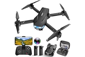 VELCASE Drones with Camera for Adults 1080P HD Foldable Drone with Carrying Case Drone with One Key Take Off/Land, 3 Speed Mode, 360° Flip Dark Black