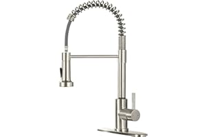 Pull Down Kitchen Faucets, ARRISEA Kitchen Sink Faucet with 10'' Deck Plate to Cover 1 or 3 Holes, Brushed Nickel Stainless Steel Single Handle Sink Faucets with Pull Down Sprayer