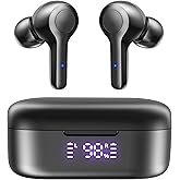 MOZOTER Bluetooth 5.3 Wireless Earbuds,Deep Bass Loud Sound Clear Call Noise Cancelling with 4 Microphones in-Ear Headphones with Wireless Charging Case Compatible for iPhone Android,Workout