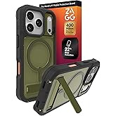 ZAGG Rainier Case with Kickstand for iPhone 17 Pro - Green Sea Kelp, Graphene 22ft (7m) Drop Protection, Lanyard Attach Points, MagSafe, Wireless Charging Compatible, 2-Piece Design, Phone Case