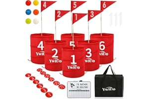 Ywitio Outdoor Golf Chipping Yard Games: Golf Chipping Game 6-Hole with Flag for Adults and Family, Outdoor Portable Golf Course Play Game for Beach, Backyard, Park, Lawn
