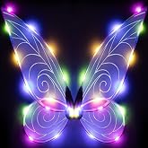 quescu Light up Fairy Wings for Adults,LED Butterfly Wings for Girls Women,Halloween Costume Dress Up,Gifts for Kids