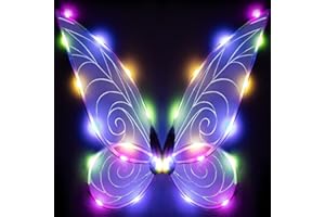 quescu Light up Fairy Wings for Adults,LED Butterfly Wings for Girls Women,Halloween Costume Dress Up,Gifts for Kids