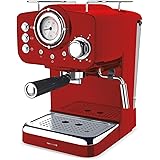 IKOHS THERA Retro - Cafetera Express para Espresso y Cappucino, 1100W, 15 Bares, Vaporizador Orientable, Capacidad 1.25l, Café Molido y Monodosis, con Doble Salida (Rojo)