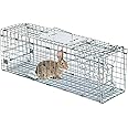 Smartxchoices 24" x 7.5" x 8" Small Live Animal Trap Steel Cage Catch and Release One Door Humane Rodent Cage Trap for Little Rabbits/Stray Cats/Squirrel/Skunk/Mink/Opossum Outdoor Animals