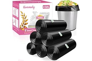 HOMMALY 4 Gallon 180pcs Small Black Trash Bags Strong Garbage Bags,Black Bathroom Trash Can Bin Liners, Plastic Bags for Bedroom, Waste Basket Liner, Fit 12-15 Liter, 3.5,4,4.5 Gal(4G-Black)