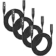 MFL. 15 ft DMX Cable 3 Pin XLR Male to Female Connector Wires for Stage Lighting DJ Lights 22 AWG 110 Ohms, Black Connector, Pack of 4