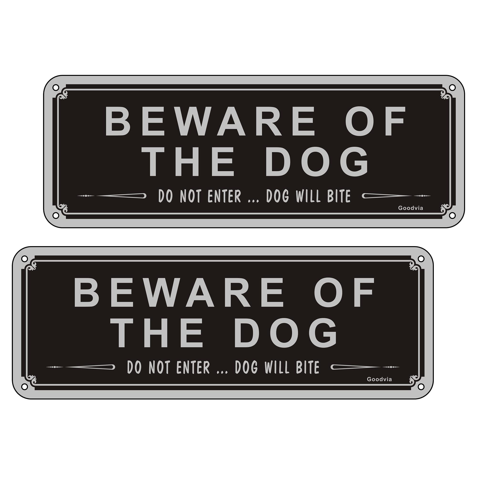 Beware Of The Dog Sign 3.5'' x 9.8'' Aluminum Do Not Enter Signs for Gates Dog Will Bite Sign Outdoor Gate Safety Sign Pack of 2 — image 1