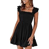 Prinbara Womens Summer Casual Square Neck Smocked Short Sundress 2026 Spring Beach Vacation Flowy Cute Teen Girl Boho Dresses