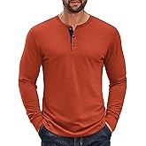 COOFANDY Men's Long Sleeve Henley Shirts Cotton T-Shirts Casual Pullover Shirt Soft Stretch Basic Tees Fall Tops