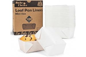 Bake Choice 100 Pcs White Mini Loaf Pan Liners Compatible with Wilton Mini Loaf Pan, Natural Parchment Paper Cupcake Liners, 