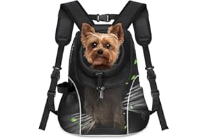 WOYYHO Pet Dog Carrier Backpack Small Dog Front Backpack Ventilated Mesh Dog Travel Back Pack with Safety Belt for Travel Hiking Cycling Outdoor Adventures (Size M: 5-9 lbs, Black)