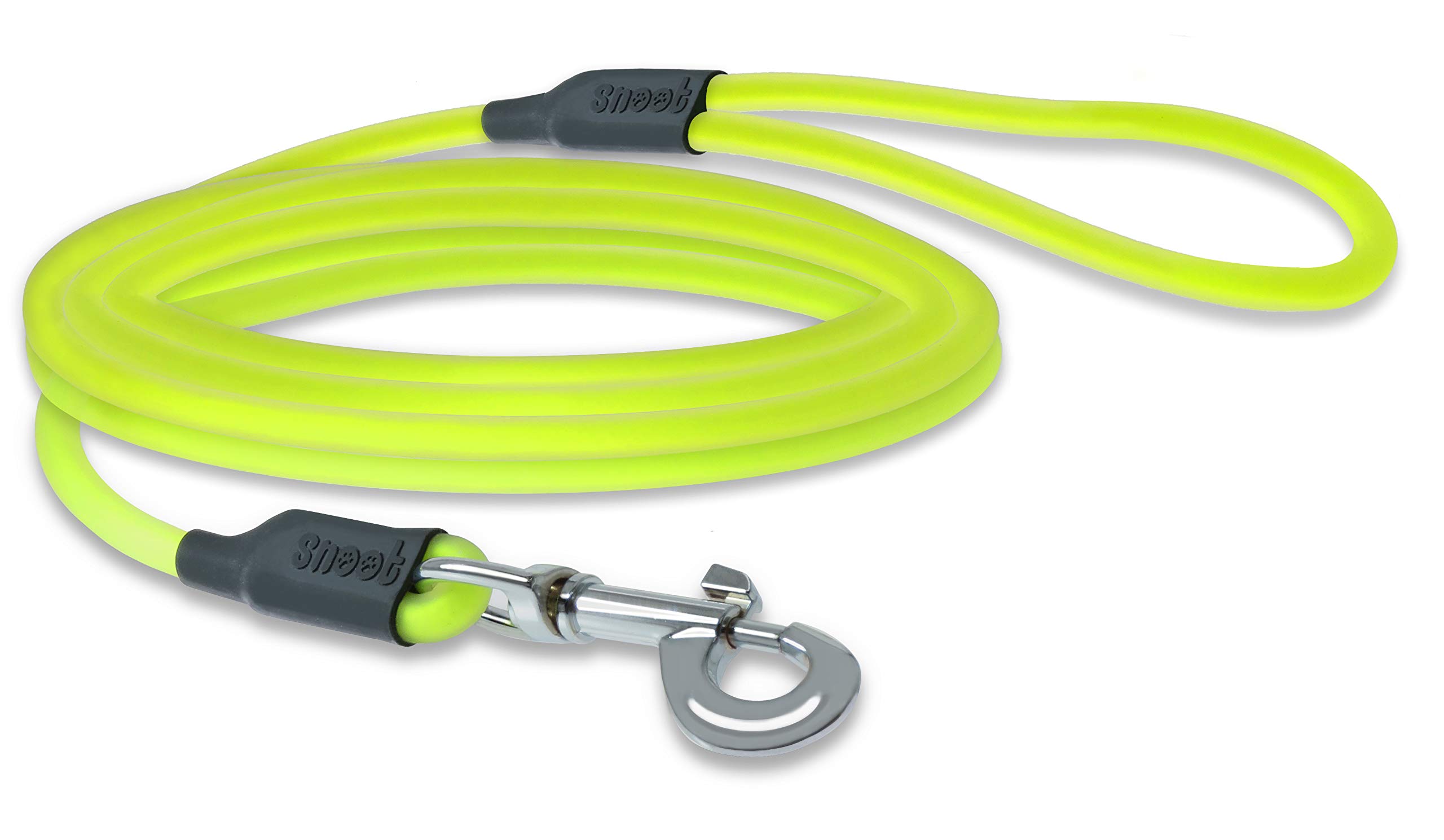 5m Round Drag Leash with Hand Loop - Neon Yellow, Very Sturdy, Dirt & Water Repellent