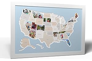 THUNDER BUNNY LABS 50 States USA Photo Map - Frame Optional - Made in America (Caribbean, White Frame)