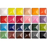 Pasler Underglaze Set - Concentrated Opaque Liquid Underglaze with a Red Brush for pottery bisque, mini Pack for 24-Colors
