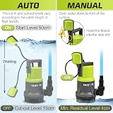 VEATON 400W Submersible Dirty Water Pump 13000 L/H with Float Switch 1-1/4" view 4