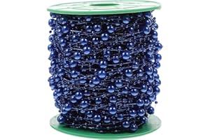 SUPVOX 60m Blue Artificial Pearl String Beads Chain Abs Decorative Fake Pearls for DIY Craft Wedding