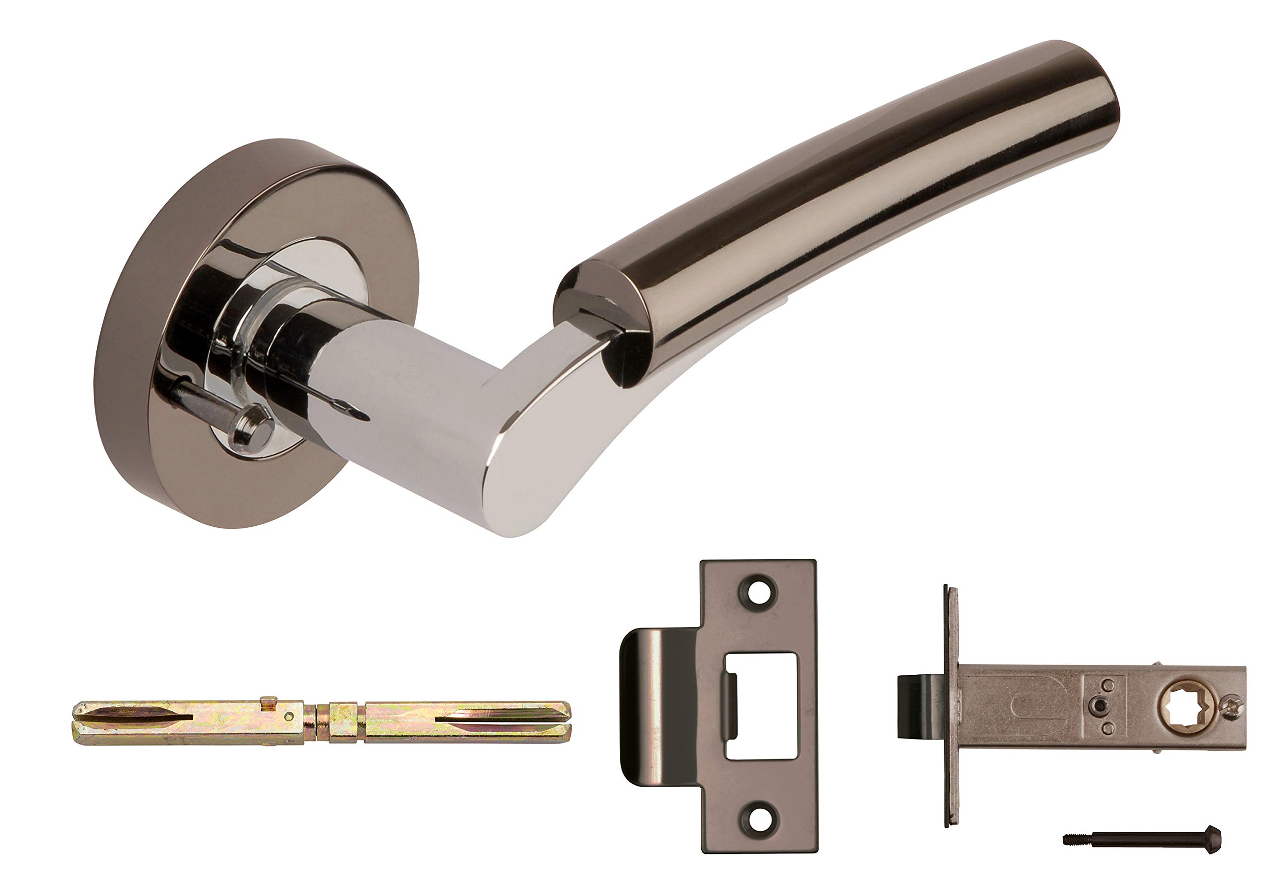 Excel Architectural 3575-PRV Ultimo Door Handles & Push Button Privacy Latch, Polished Chrome/Black Nickel