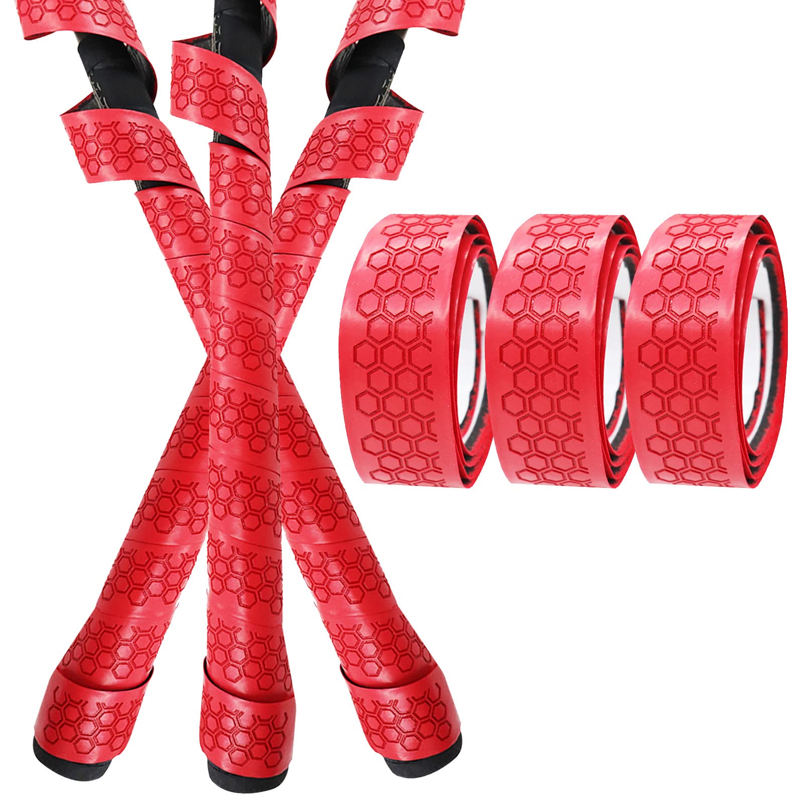 AMRTA Bat Grip Tape for Baseball 40" Standard Comfortable and Soft Bat 3 Grips for Tennis Softball Ice Hockey Grips, Pro Feel Replacement for Old Grip Tapes (Red)