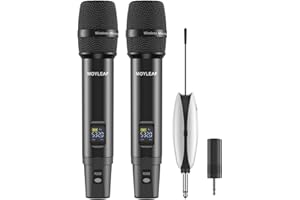 MOYLEAF Wireless Microphones, UHF Metal Rechargeable Wireless Microphone, Rechargeable Receiver, 1/4 "Output with 1/8" Output, Suitable for Karaoke Singing, Speeches, Churches,Meetings, Weddings, 240 Ft.