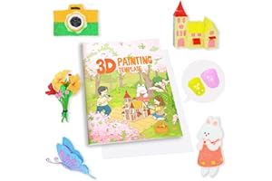 SONGTIY 3D Pen Printing Drawing Book, Reusable Colorful Thick Paper Template with A Temperature Resistant Transparent Board, 40 Original Patterns Painting Graffiti Copy Book for Kids DIY Gift