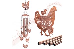SRDJXY Chicken Wind Chimes Outdoor Chicken Gifts for Women Men Mom Gardening Birthday Gifts Metal Memorial WindChimes for Outside/Indoors, Lawn, Patio, Yard Art, Garden Decor, Yard Decorations