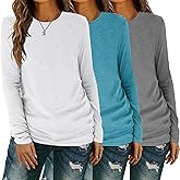 YGOODM Long Sleeve Shirts for Women Pack Crewneck Basic Tee Tops Spring Casual Tshirts