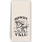 Bnzolyoia Howdy Corgi Kitchen Towels - Western Gifts for Women, Corgi Cowgirl Decor, Corgi Stuff, Howdy Y'all Dog Hand Towels Dish Towels for Bathroom Kitchen 16x24 Inch
