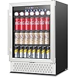 TYLZA Beverage Refrigerator 24 Inch, 190 Can Built-in/Freestanding Beverage Cooler Fridge with Glass Door and Advanced Coolin