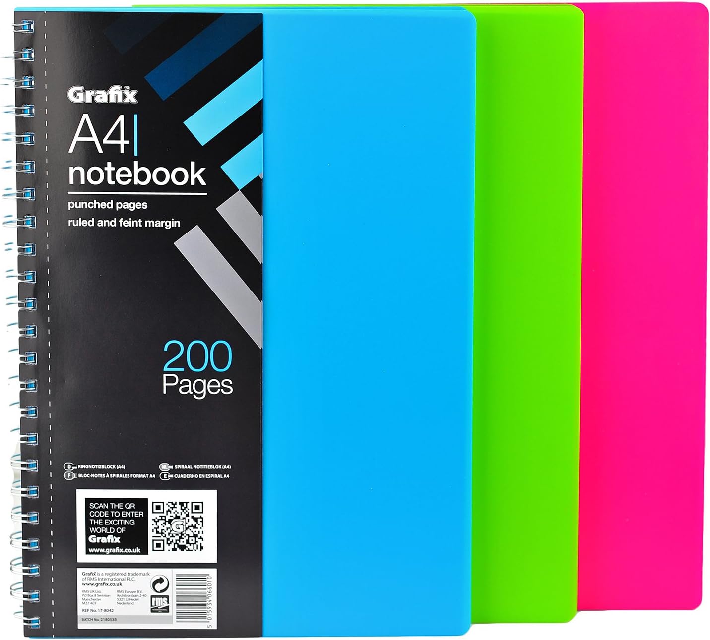 A4 Colours Notepad Spiral Pad Book Lined 220 Page Paper Notebook Tabbed Amazon.co.uk Office