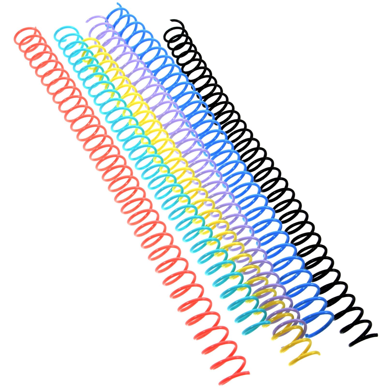 6Pcs Plastic Spiral Binding Coils - Assorted Colors - Cuttable Binder Rings for DIY Notebooks, Planners, Scrapbooks, and Documents