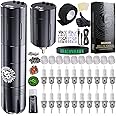 Dragonhawk Wireless Complete Tattoo Kit Pro Beginner Tattoo Gun Machine 2 Rca Batteries Power Supply 20 Tattoo Needles Cartridges